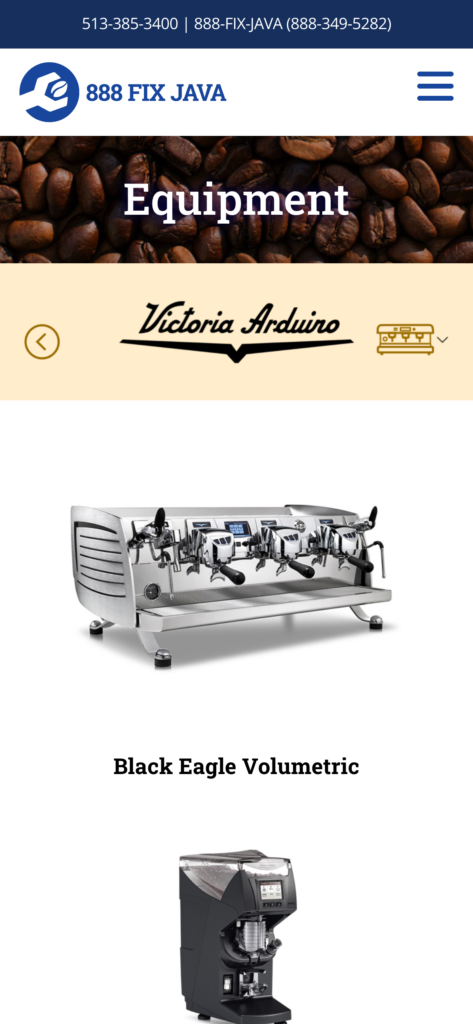 Victoria Arduino brand page on a phone